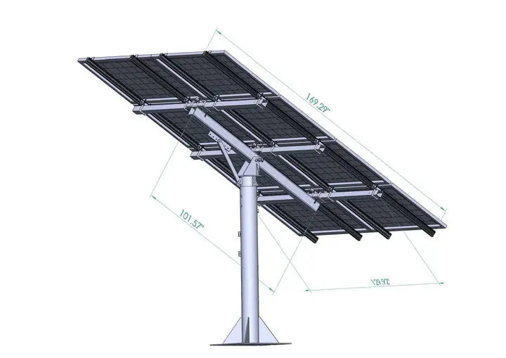 Elios Arbora P8 – Système de montage sur poteau pour 8 panneaux (acier galvanisé, rails aluminium, garantie 5 ans) Elios