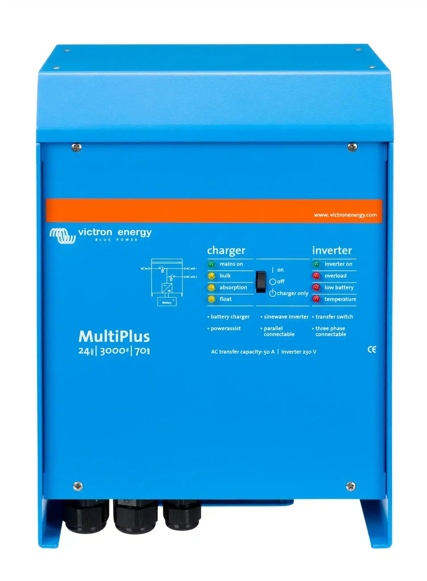 Victron MultiPlus 24/3000/70-50 120 V – Onduleur-Chargeur Hybride PowerAssist & UPS (120 V, 5 ans) Boutique Solaire Québec